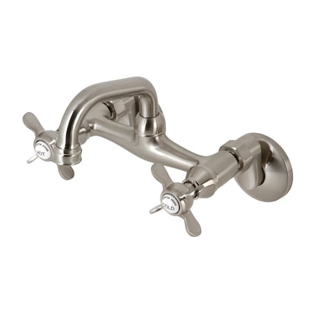 Kingston Brass KS112SN Two-Handle Wall Mount Bar Faucet, Brushed Nickel KS112SN